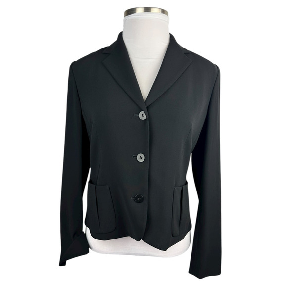 Talbots Black Career Blazer Size 14 Button Business Work Professional Classic - Picture 2 of 12